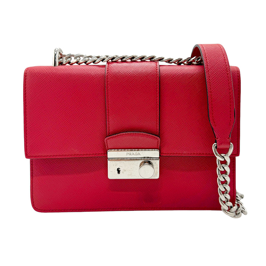 プラダ PRADA ショルダーバッグ レザー レッド レディース z2380
