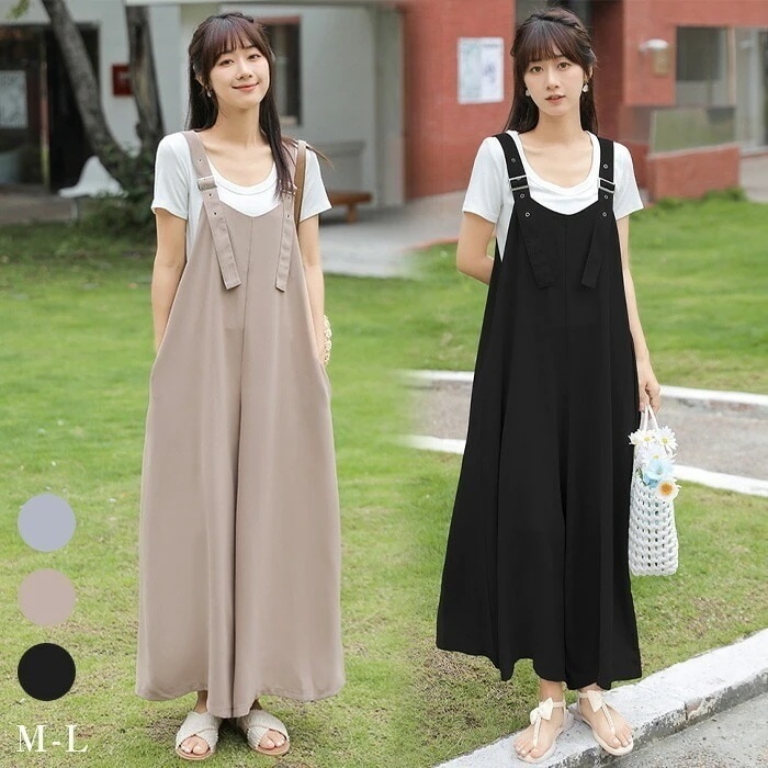 オールインワン サロペット レディース パンツ ワイドパンツ オーバーオール ボトム ワイドパンツ ストレートパンツ きれいめ ゆったり 大きいサイズ 体型カバー おしゃれ つなぎ ワイドパンツ