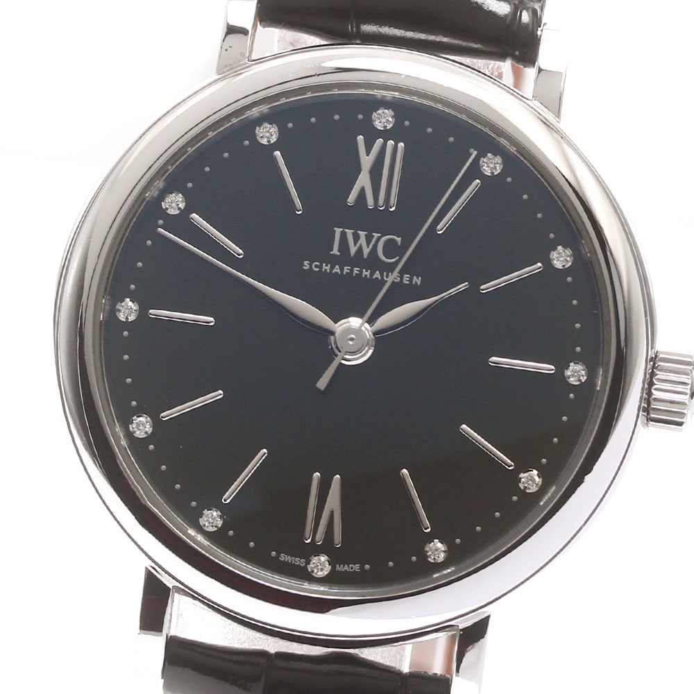 IWC IWC SCHAFFHAUSEN IW357405 ポートフィノ オートマティック 34 12Pダイヤ 自動巻き レディース 保証書付き_877654【中古】