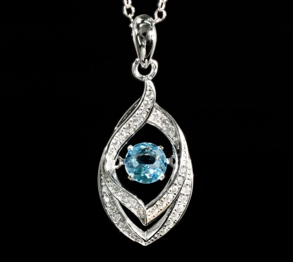 天然 スイス ブルー トパーズ クロスフォー ダンシングストーン ダイヤモンド ネック