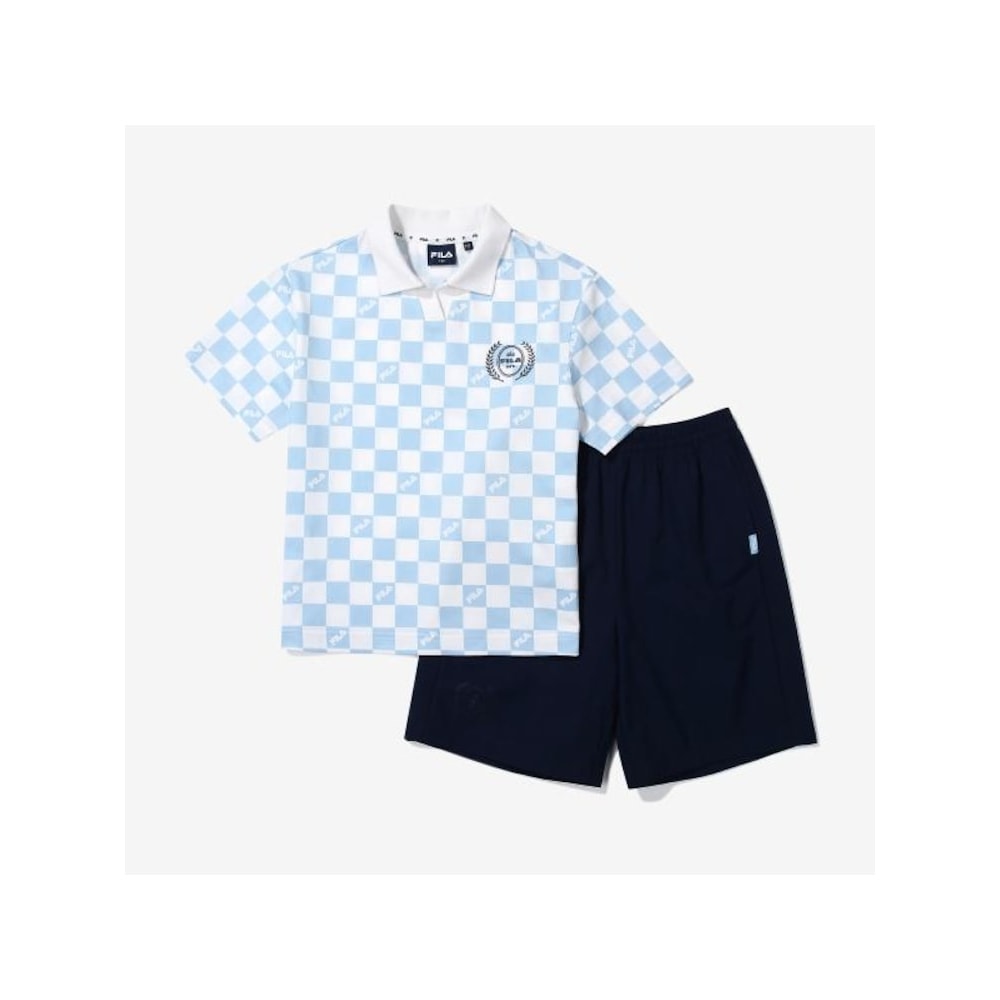 [FILA KIDS] チェッカーボードカラティセットアップ (FK2FSG2205M_SBU) Q0ZFK2FSG2205MSBU