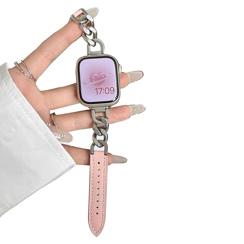 コンパチブル アップルウォッチ バンド本革 Apple Watch バンド ステンレス appleウォッチバンドチェーン 調整工具不要Apple Watch Series Ultra2/Ultra/S