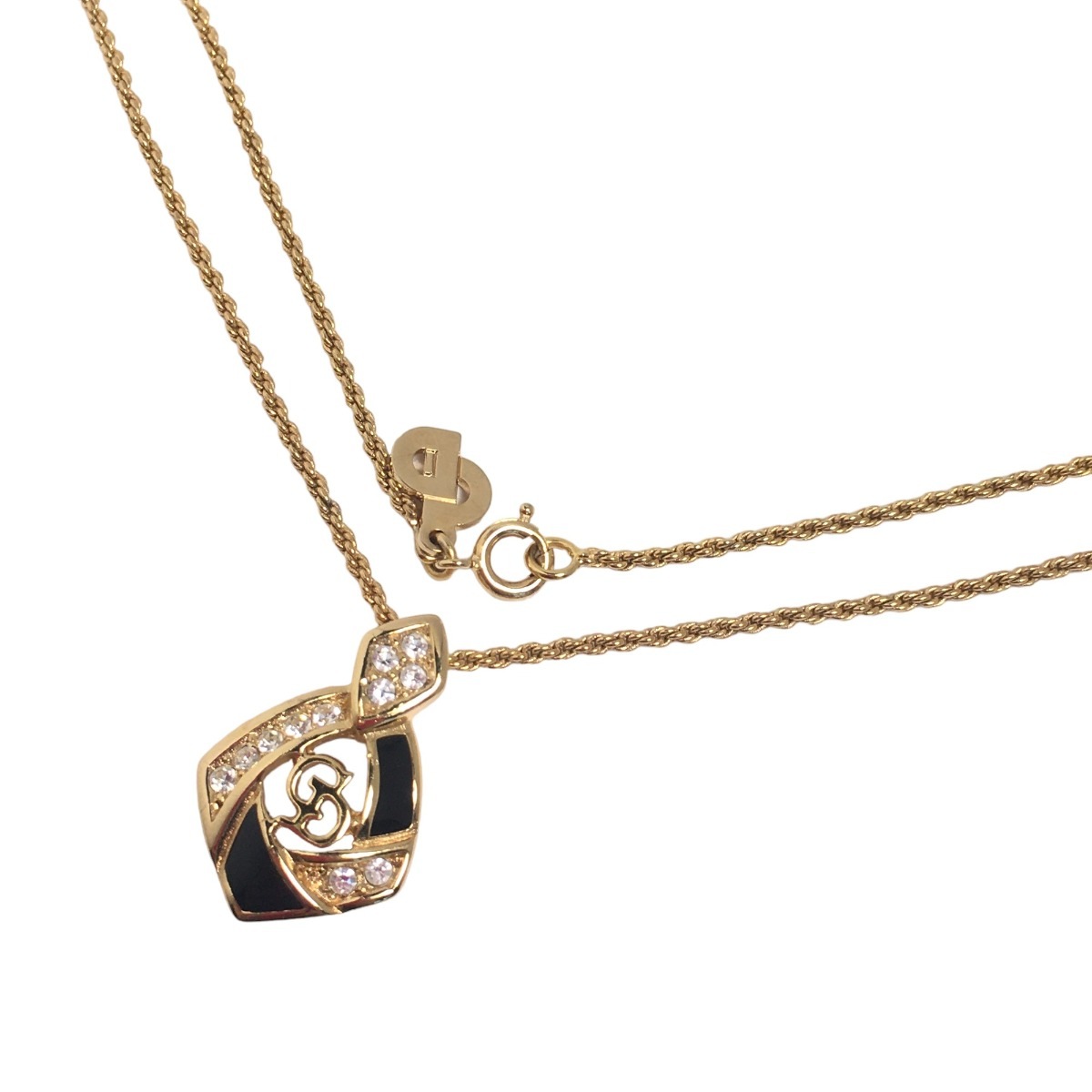 ラインストーン GP CDロゴ ネックレス ゴールド/ブラック