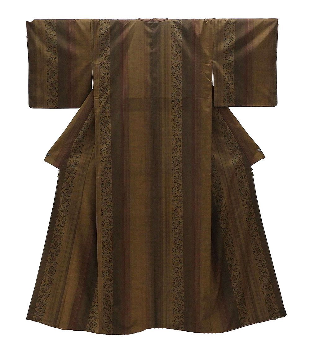 お召し 未着用超美品 正絹 花模様 身丈160cm 裄丈64.5cm 紬 未使用 新古品 着物 d0470