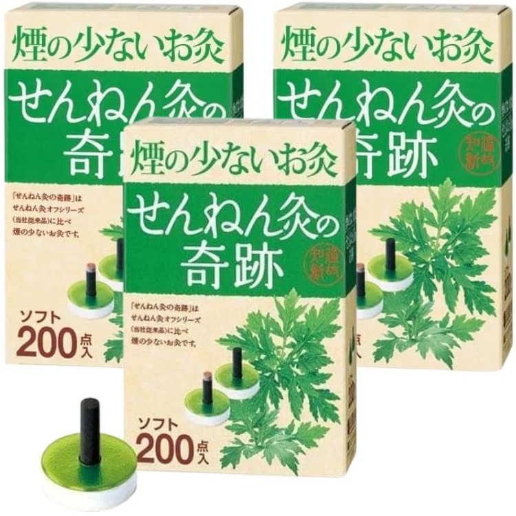 3個セット セネファ 煙の少ないお灸 せんねん灸の奇跡 ソフト 200点入 よもぎ 炭化もぐさ お灸