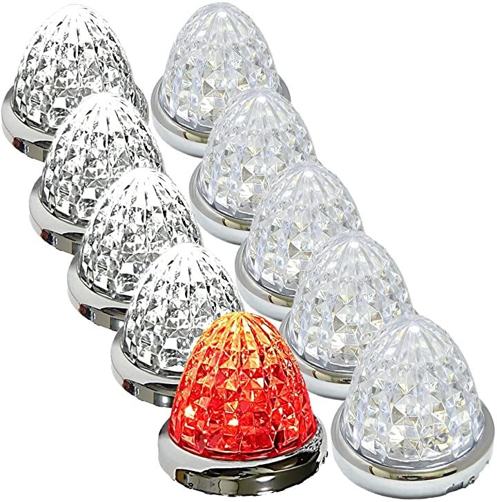 カスタマイズ 24V トラック用 LED マーカーランプ サイド 8面クリスタルカット仕様 16LED 汎用 10個 セット /(ホワイト / レッド)