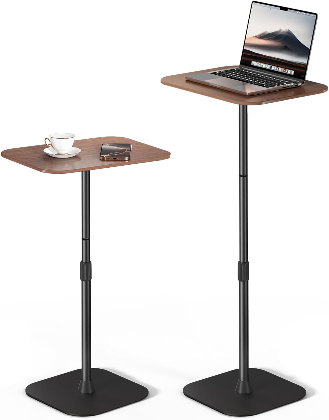 昇降式サイドテーブル 高さ6896cm 天板32×42cm 木色 省スペース