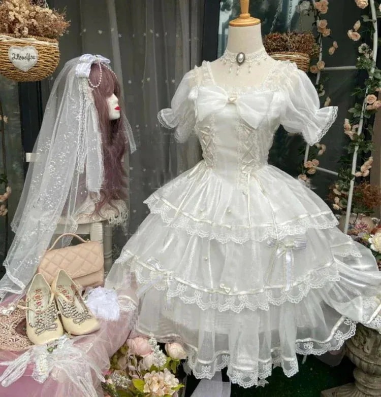 【期間限定最大50％オフ！】 Lolita系ティアードスカート ワンピースjsk日常写真舞台変装 ロリータ トップス 萌え ワンピー 吊りスカート ロリータファッション変装トップス レディース