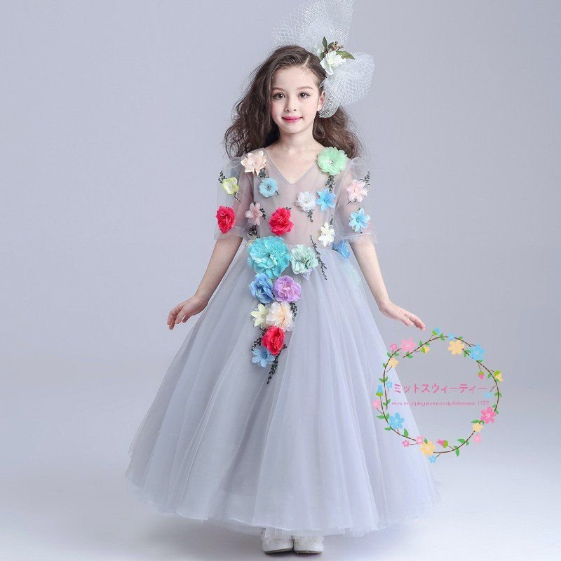 子供ドレス ピアノ発表会 安い カラフル キッズドレス 結婚式 半袖 子どもドレス 女の子 ミニ 子