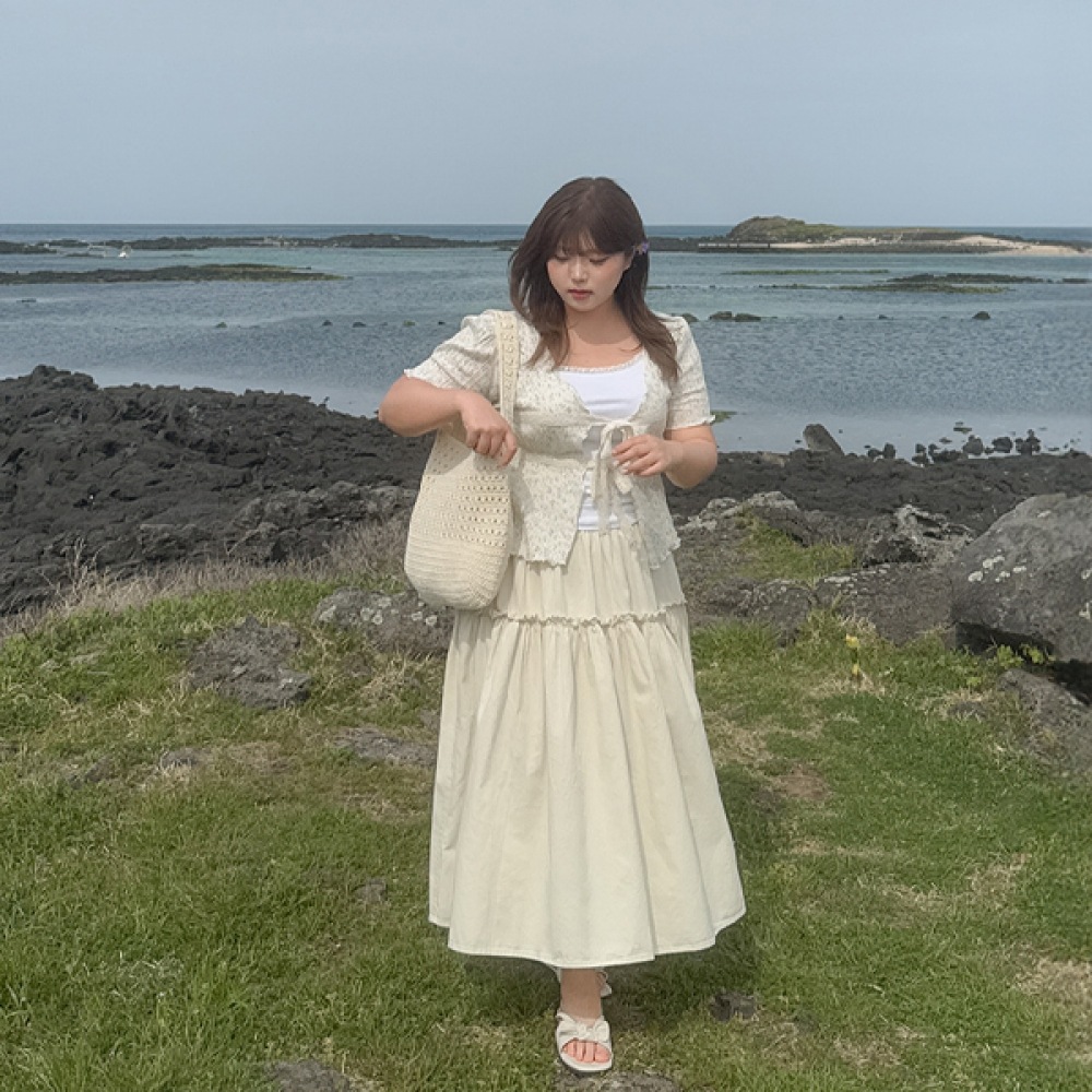 [EVELET BY JSTYLE] EVELET インマーリンフリンジシャーリングコットンスカート Jスタイル