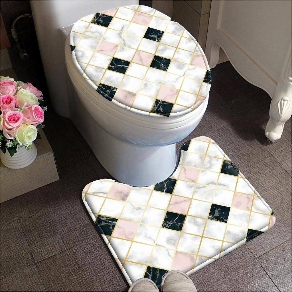 トイレ用品 おしゃれ トイレ セット便器ふたカバー 2点セット 便座カバー 足元マット s4.291145124295