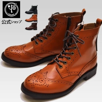 【公式SHOP特典キズ補修液付】 ヨースケ レースアップブーツ レディース ウィングチップ 本革 日本製