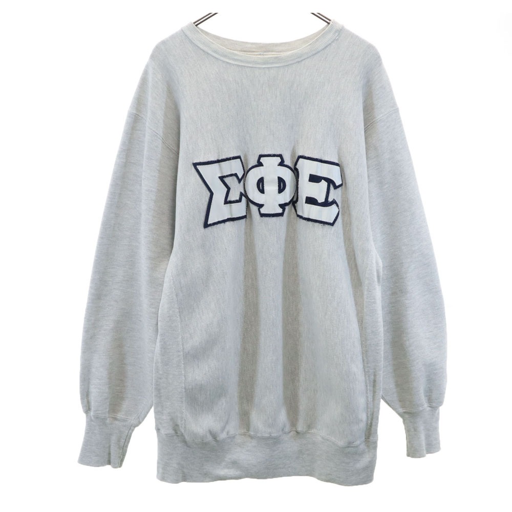 90s オールド 刺繍タグ カレッジ 長袖 リバースウィーブ スウェット トレーナー XXL グレー 裏起毛 ビッグサイズ メンズ