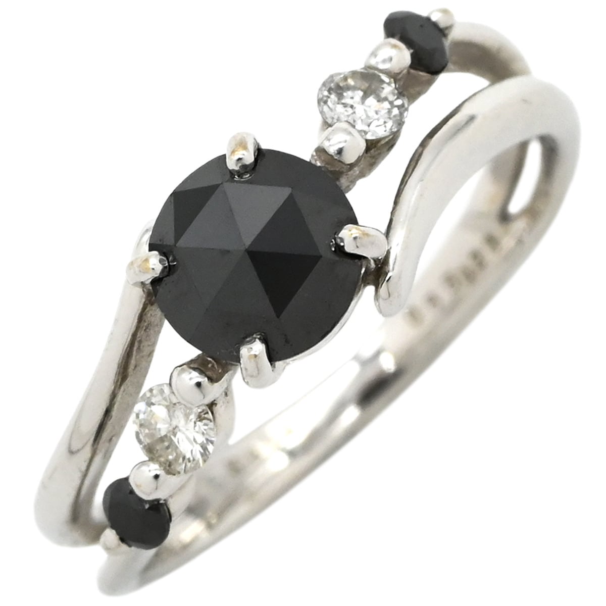 リング 指輪 ブラックダイヤリング K18WG ブラックダイヤモンド ダイヤモンド ホワイトゴールド 黒 18K 750 9号【中古】