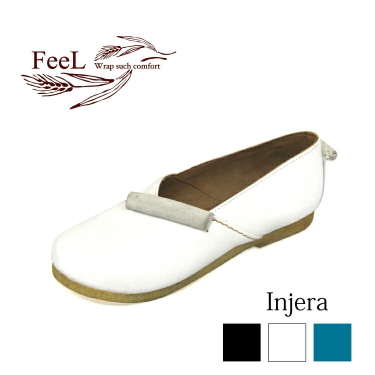 FeeLInjera(インジェラ) 革靴 シューズ レディース ステッチ ペタンコ 本革 大人上品