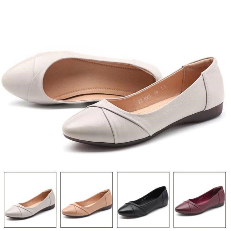 出荷が早い-パンプス　レディース革靴　女性　フラット　　オールシーズン 革 滑り止め 疲れない　履きやすい　革靴　シューズ　歩きやすい　 婦人靴