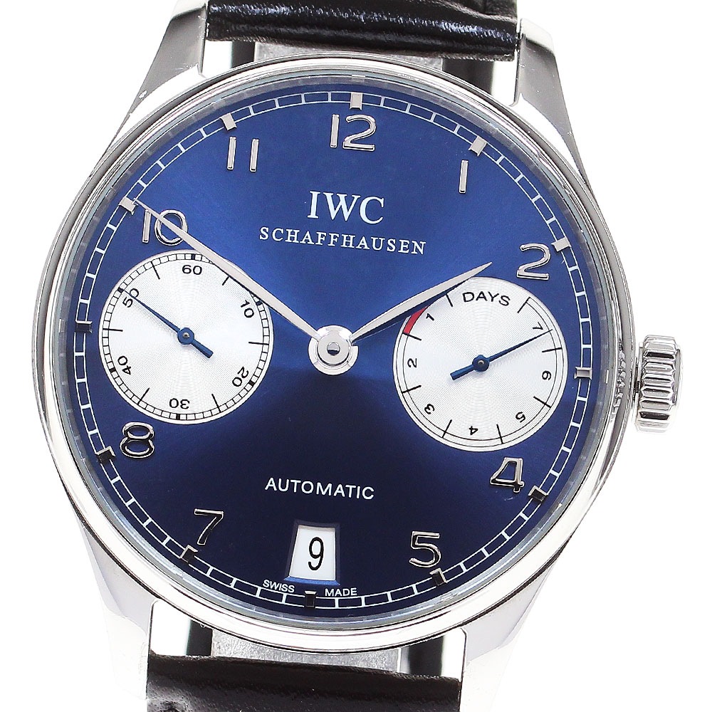 IWC SCHAFFHAUSEN IW500112 ポルトギーゼ 7デイズ ローレウス パワーリザーブ デイト 自動巻き メンズ 保証書付き_831367【中古】