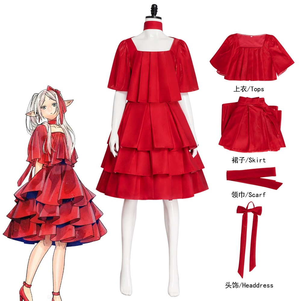 ハロウィンに向けて事前に購入して割引をゲット ハロウィーンコスプレコスチュームフリリアンレッドドレスの漫画廃止されたフリリアンコスプレロールプレイハロウィン