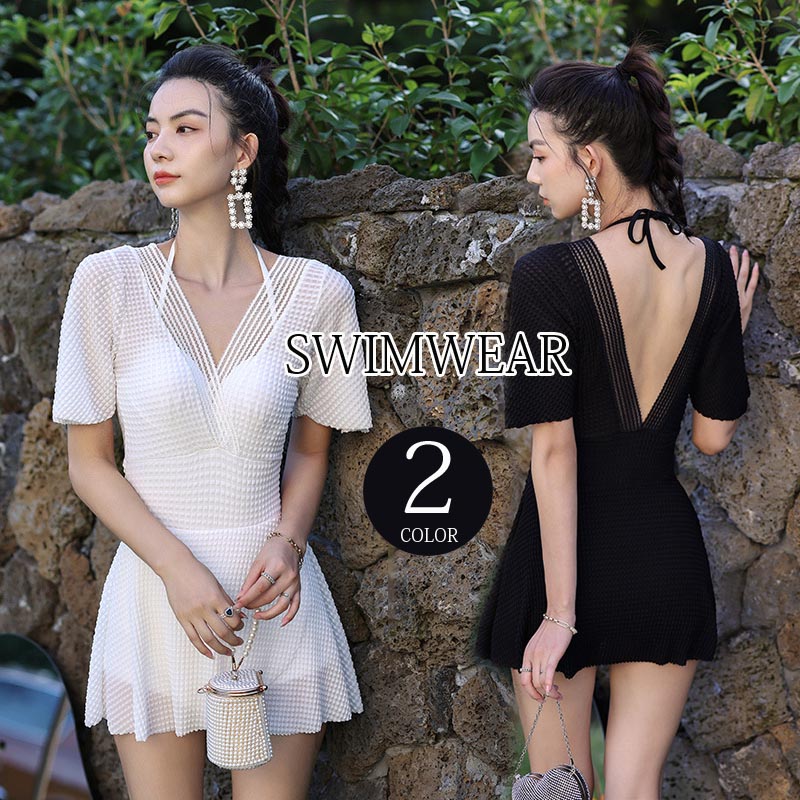 送料無料 水着 体型カバー水着 レディース ワンピース オールインワン ママ水着 大きいサイズ ミセス 20代 30代 40代 50代 60代 ぽっちゃり セクシー バックシャン 胸元 お腹 お尻