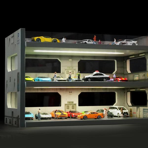 1/64スケールモデルカーディスプレイケースミニチュアシーンモデルガレージジオラマ装飾卓上装飾おもちゃの車のディスプレイボックス