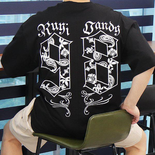 WRI メンズ ビッグサイズ オーバーフィット 98 ペイズリー 半袖Tシャツ