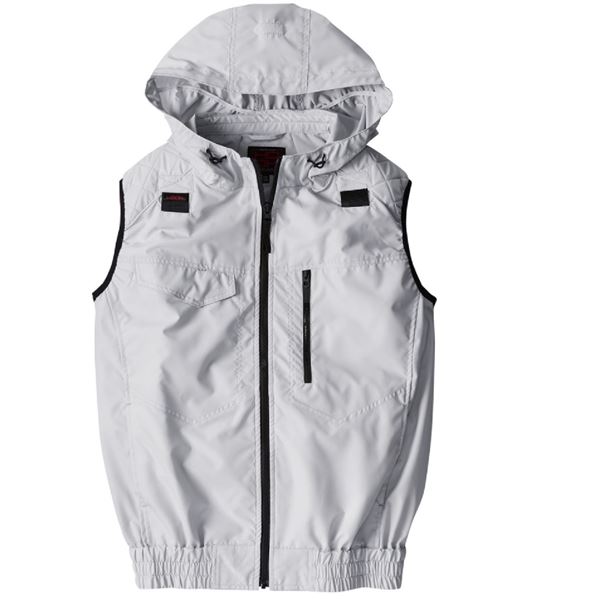 村上被服 HOOH ポリエステル製 フルハーネス対応冷感フードベスト V5559 シルバーグレー サイズ：M 服単品 (バッテリー・ファン・ケーブル別売)
