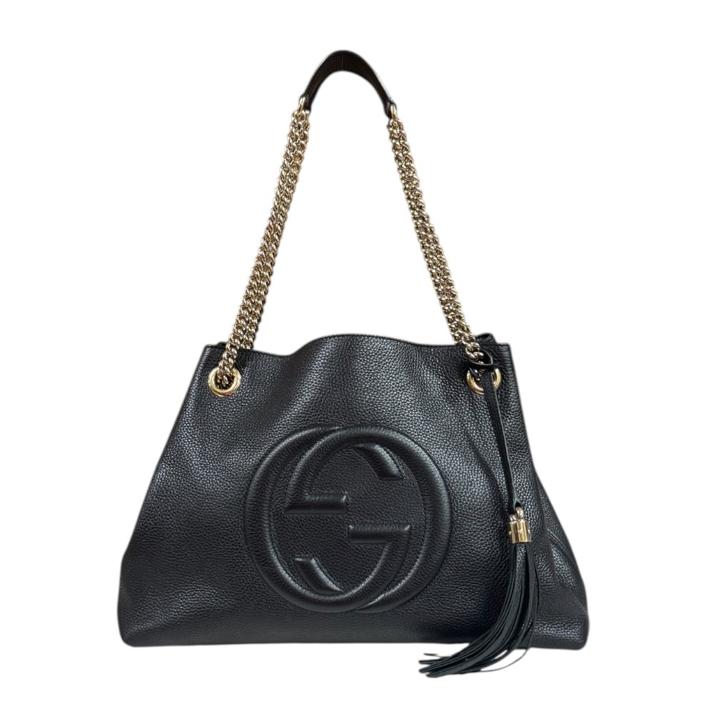 グッチ ソーホー ショルダーバッグ レザー 536196 ブラック GUCCI 中古 71,390円