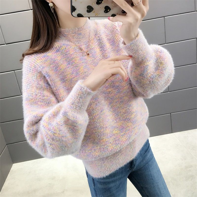 セーター レディース 秋冬 長袖 トップス ニットセーター プルオーバー モコモコ カットソー 無地