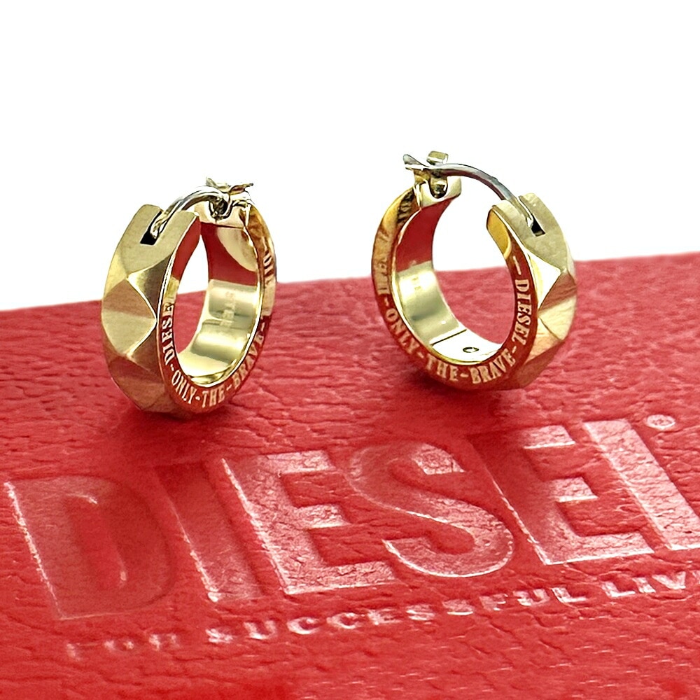 ディーゼル ペアピアス ブランド ペア 片耳ピアス 2個セット おしゃれ ステンレス ゴールド フープピアス プレゼント カップル お揃い 誕生日 結婚記念日 結婚式 ペア 夫婦 両親 贈り物 ペアギ