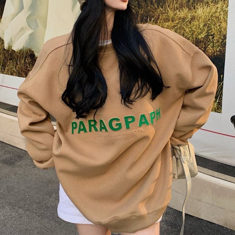 2color レディース トップス トレーナー スウェット ボリューム感 黒 ブラック 95