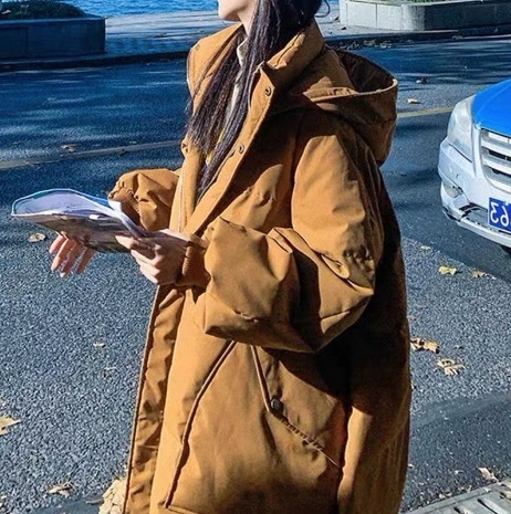 ロングジャケット ロングジャンパー フード付きカジュアルロングジャケット カジュアルジャケット トップス アウター コート ジャケット シャンパー 上着 ロング ロング丈 袖あり 長袖 萌袖 Uネック