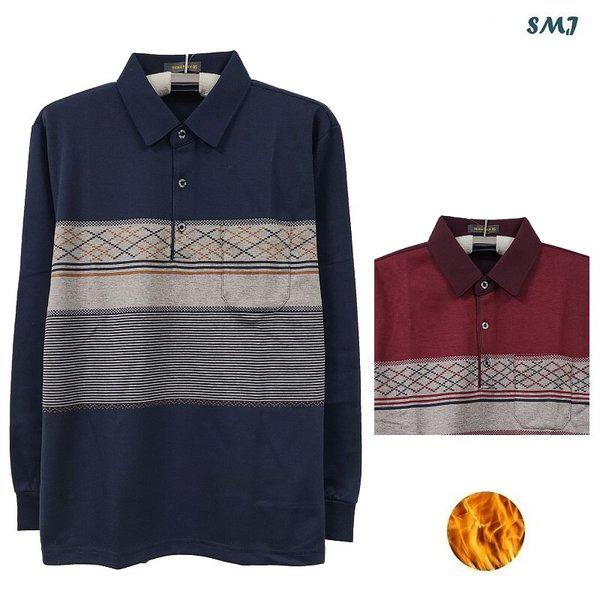 SMJ1847 メンズ起毛カラーTシャツ 長袖 中年男性 冬