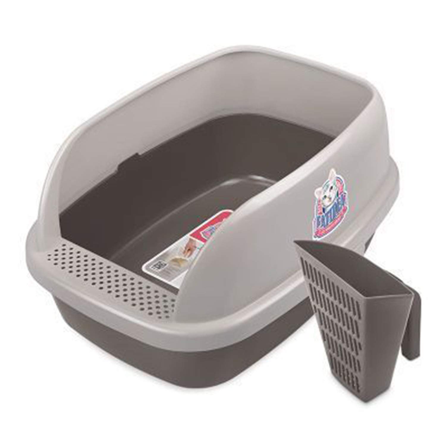 Bornran ニャンとも清潔トイレ 成猫用スタートセットオープンタイプ 快適ワイド 本体セットメガトレー 本体 大きい猫 大きいトイレ ゆったり広々サイズ 飛び散り防止カバー付き 専用ライナー付属