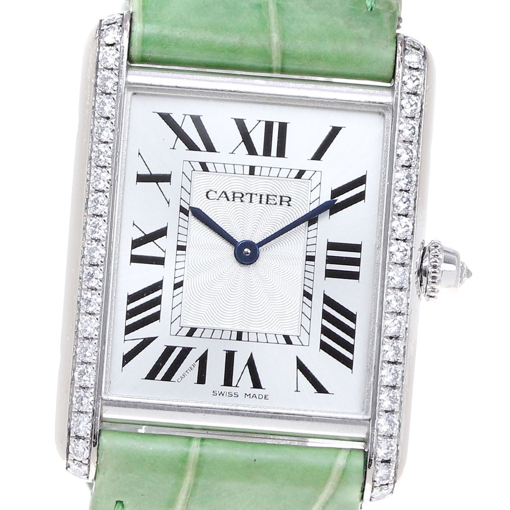 カルティエ CARTIER WJTA0015 タンクルイLM K18WG サイドダイヤ 手巻き ボーイズ 保証書付き_826656【中古】