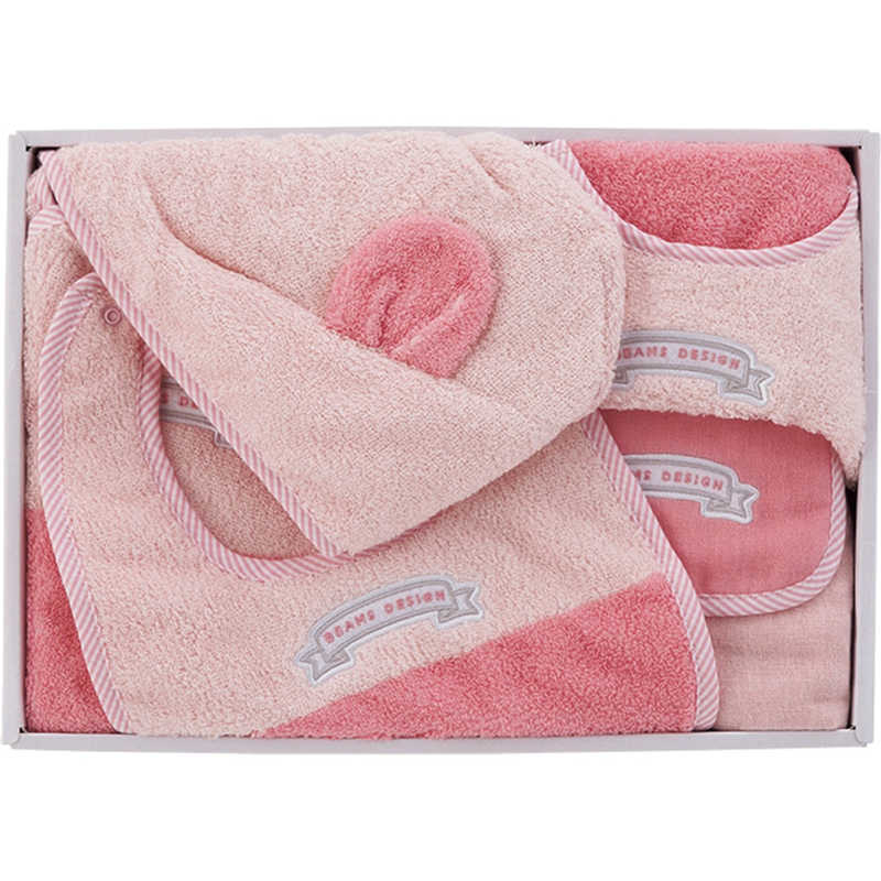 タオル美術館　ベビーバイカラー スタイ×1 ダイカットタオル×1 マルチケット×1 ベビーポンチョ×1 ピンク BEAMS