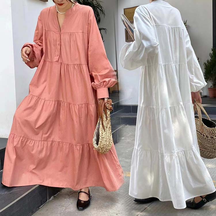 ワンピース バルーンスリーブ バルーン袖 バルーンワンピース ロング丈 マキシ丈 フレア Aライン シンプルレディース 春 夏 韓国ファッション ロングワンピース レディース ワンピース ロング丈 ワ