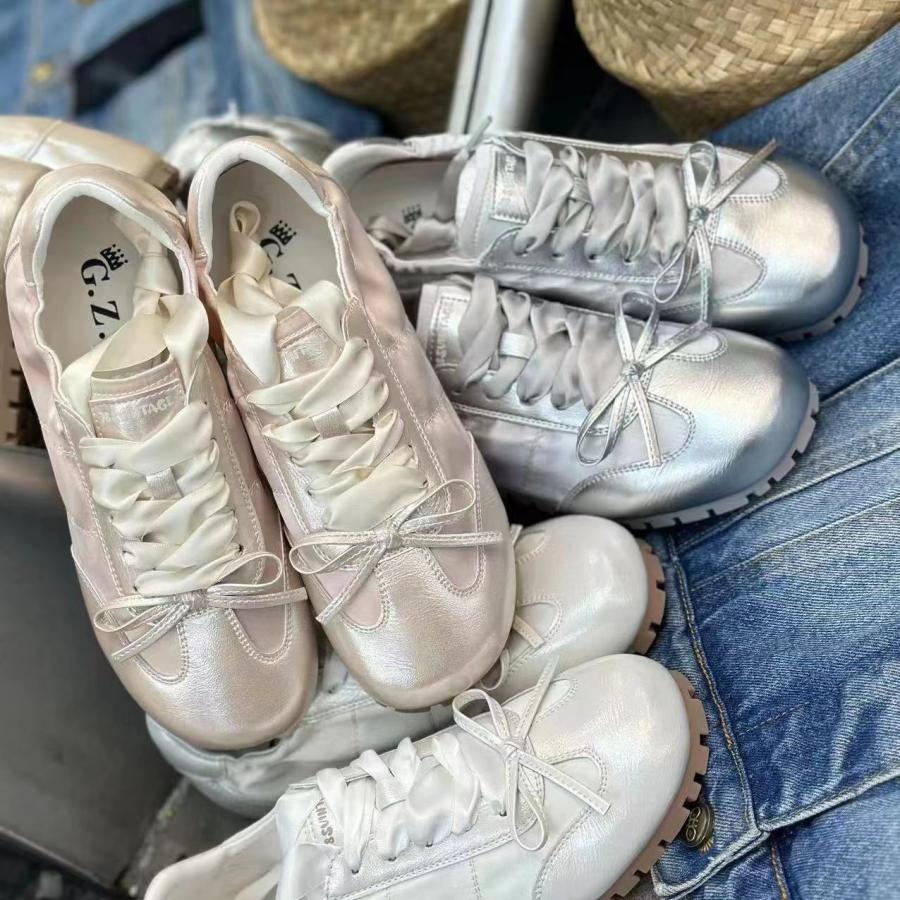 Y2K ootd リボン レース レディース 春夏 バレエ風 スニーカー シューズ 滑り止め 歩きやすい 軽量 旅行 通学 スポーツ 男の子 女の子 子供 送料無料 大人