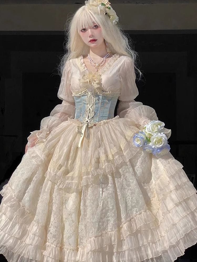 大人ギフトロリータ重工業の花のウェディングウエストバンドスーツ女性ドレスロリータ甘くてエレガントなドレス