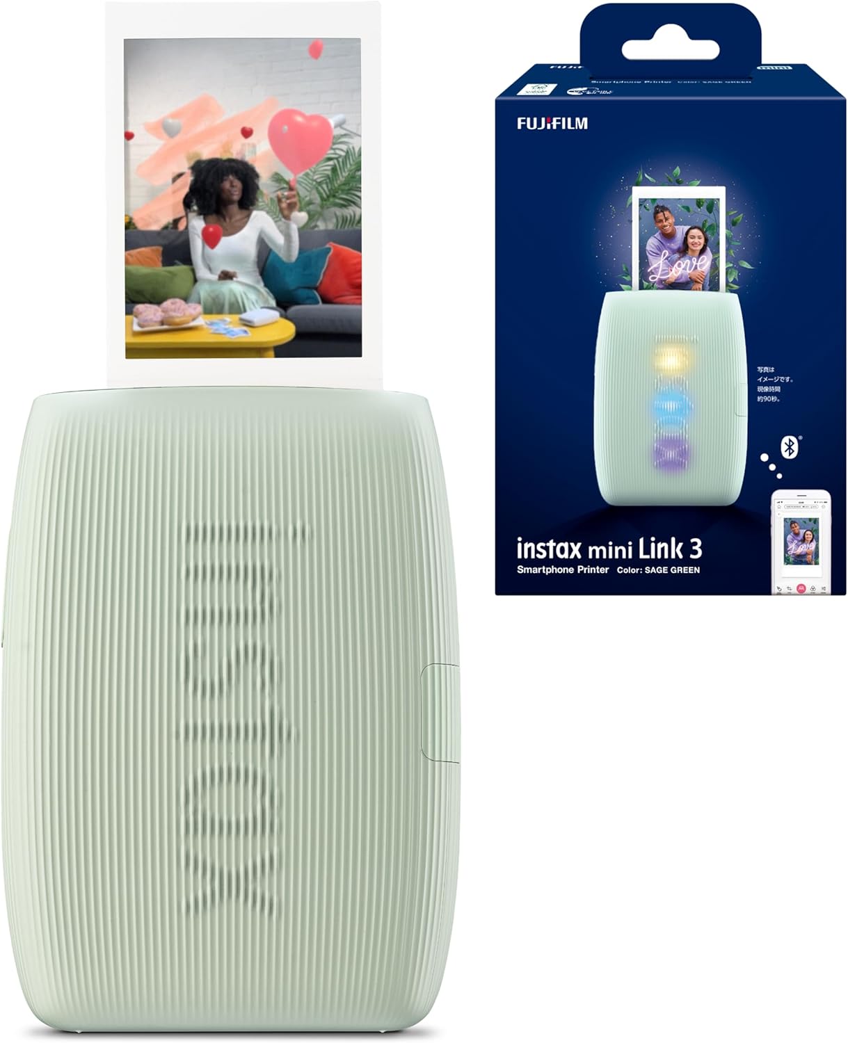 富士フイルム(FUJIFILM) チェキ スマホプリンター instax mini Link3 セージグリーン INS MINI LINK3 S GREEN