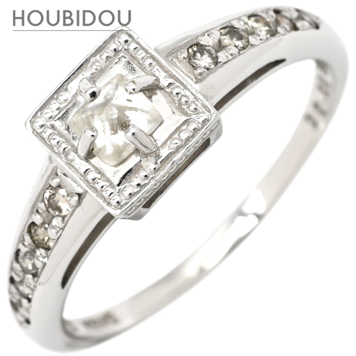 リング 指輪 ダイヤモンド 0.25ct ホワイトゴールド ホワイトゴールド スクエア 一文字 ピラミッド型 プリンセスカット 10号【中古】