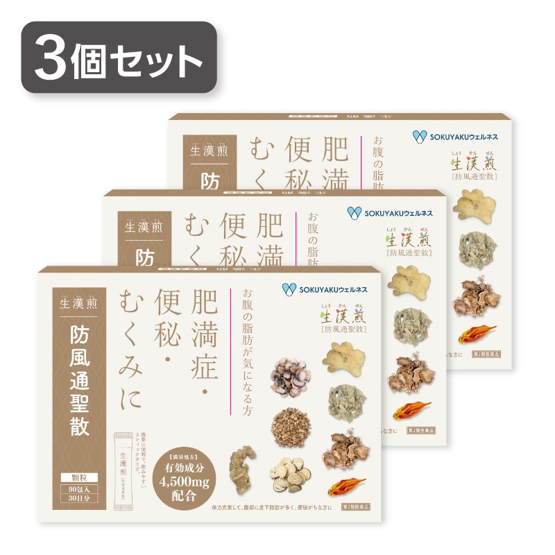 宅配便 【3個セット】 生漢煎 防風通聖散 満量処方 (90包入 30日分） 第2類医薬品 漢方 漢方薬 セルフメディケーション税対象