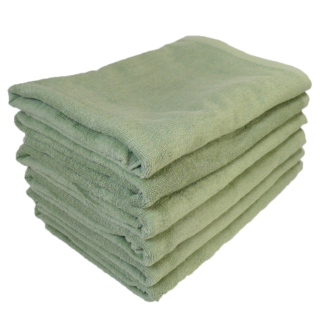 バスタオル 業務用 大判 1000匁 約70×140cm 綿100% レピア織 スレンカラー 耳かざりミシン（6枚販売） (グラスグリーン)