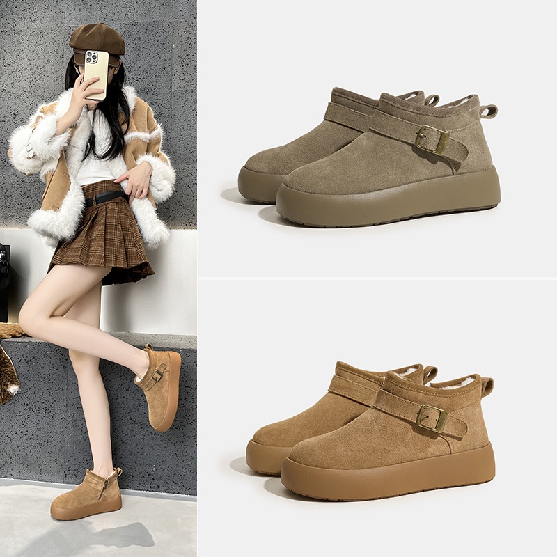 スノーブーツ 厚底ムートンブーツ ブーケンショートブー ツ レディース