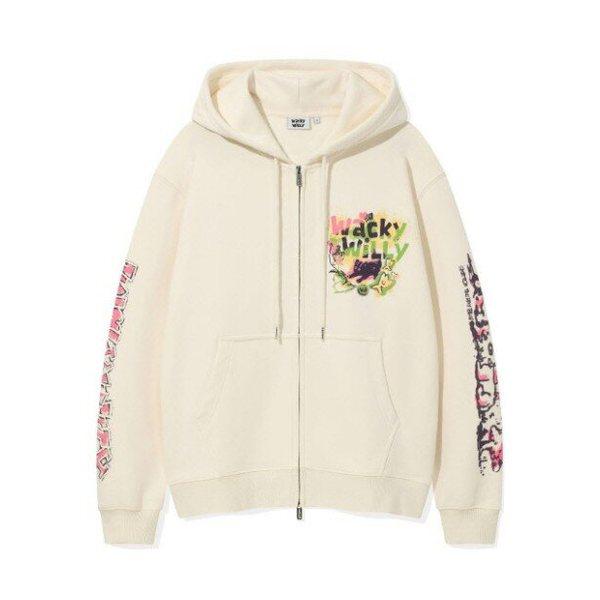 ワキウィリージャケット KQJ WA2503HZ14CM スプレーグラフィック フード付きジップアップ クリーム