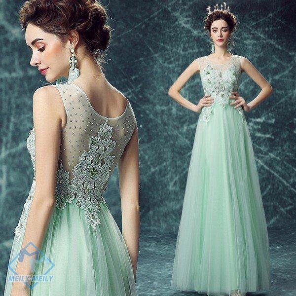 カラードレス グリーン 二次会 安い ウエディングドレス 結婚式 ロングドレス 花嫁 フォーマル 演