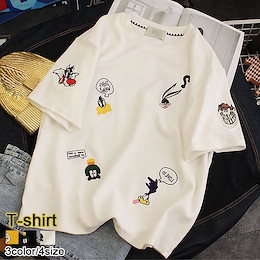 2020半袖 夏服 韓国ファッション男女 Tシャツ上着 チュニック ゆったりフィット感 体型カバー レディースファッション