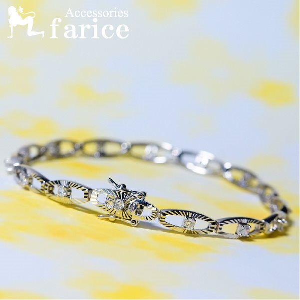 クリアキュービックジルコニア装飾 サンシャイン(太陽の光)アレンジ 透かしフレームデザイン レディース シルバージュエリー ブレスレット 8,441円