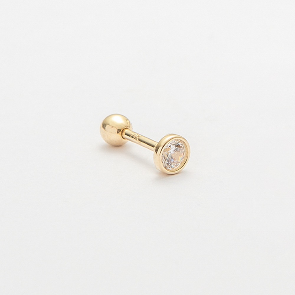 LUNNE 14k ラウンドキューピアス (14K ゴールド) (バーの太さ 1mm) #PIB11
