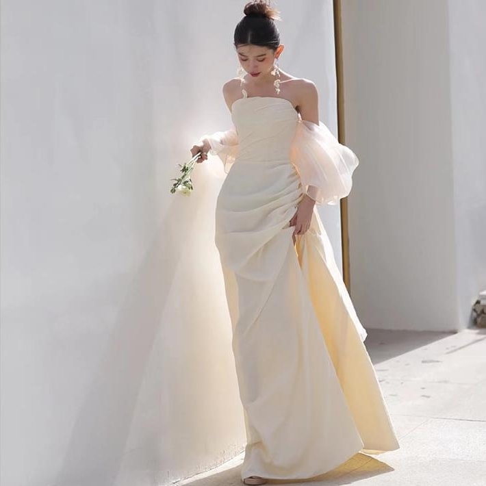 2025夏 ウェディングドレス 結婚式パーティードレス 花嫁 ワンピース 二次会 ロングドレス レディース