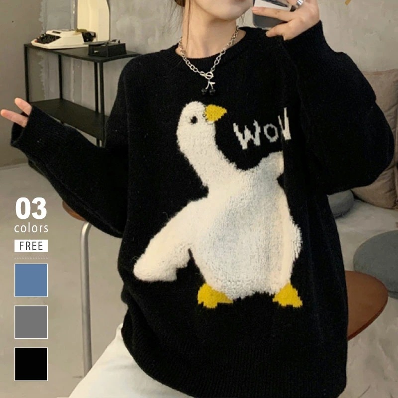 10/30！クーポンで2,855円 レディース 動物柄 クルーネック ニット アニマル ニット セーター 長袖 カジュアル かわいい オフィスカジュアル プルオーバー 秋 秋冬 春 通勤 通学 OL 4,696円